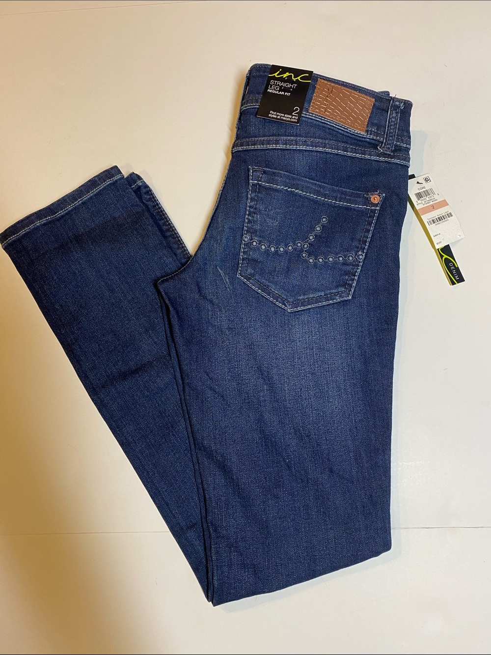 INC International SZ 2 Straight Leg Denim Blue Jeans Regular Fit New D6e